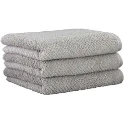 CAWÖ Gästetuch, 3er Pack - Pure, Walkfrottier, Struktur-Design, Baumwolle, einfarbig Stein / 30x50cm