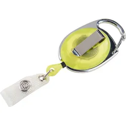 Ausweisjojo mit Clip gelb, transparent, ABS-Kunststoff, Metall