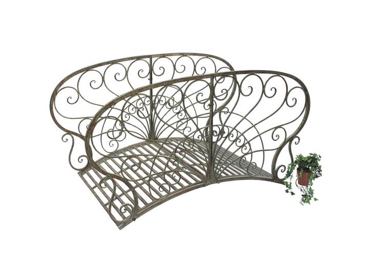 DanDiBo Gartenbrücke mit Geländer Metall Braun 150 cm 150106, Grün, 82x80x150 cm, Dekoration, Gartendeko