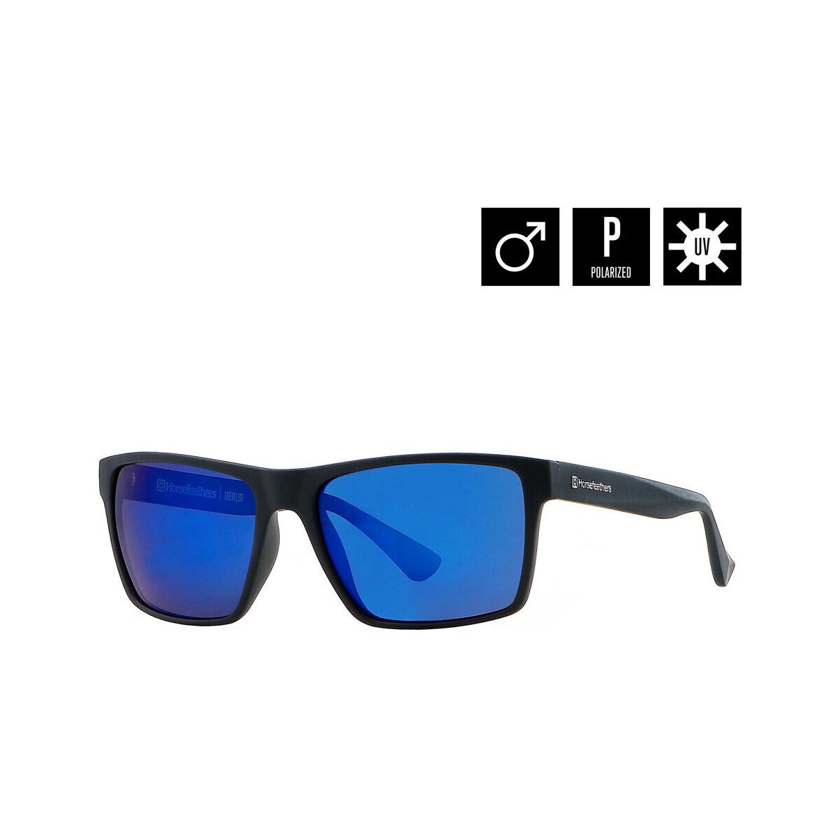 Horsefeathers Merlin Sunglasses matt black/mirror blue AM044F-matt black-mirror blue