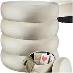 tectake® Sitzhocker mit Stauraum, rund, gepolstert, weicher, pflegeleichter Bezug