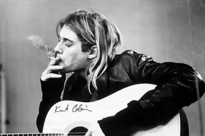 Inspire Curations Vintage Kurt Cobain Black & White Canvas Poster Retro Rock Wall Art Decor g 30x40cm No Frame