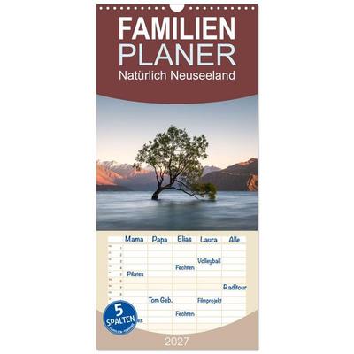 Familienplaner 2027 - Natürlich Neuseeland mit 5 Spalten (Wandkalender, 21 x 45 cm) CALVENDO