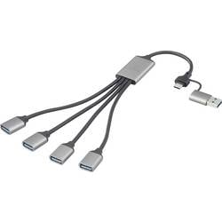 Renkforce RF-6861934 USB-Hub 4 Port USB-A USB 3.0 5 GBit/s mit Aluminiumgehäuse Grau RF-HUB-300