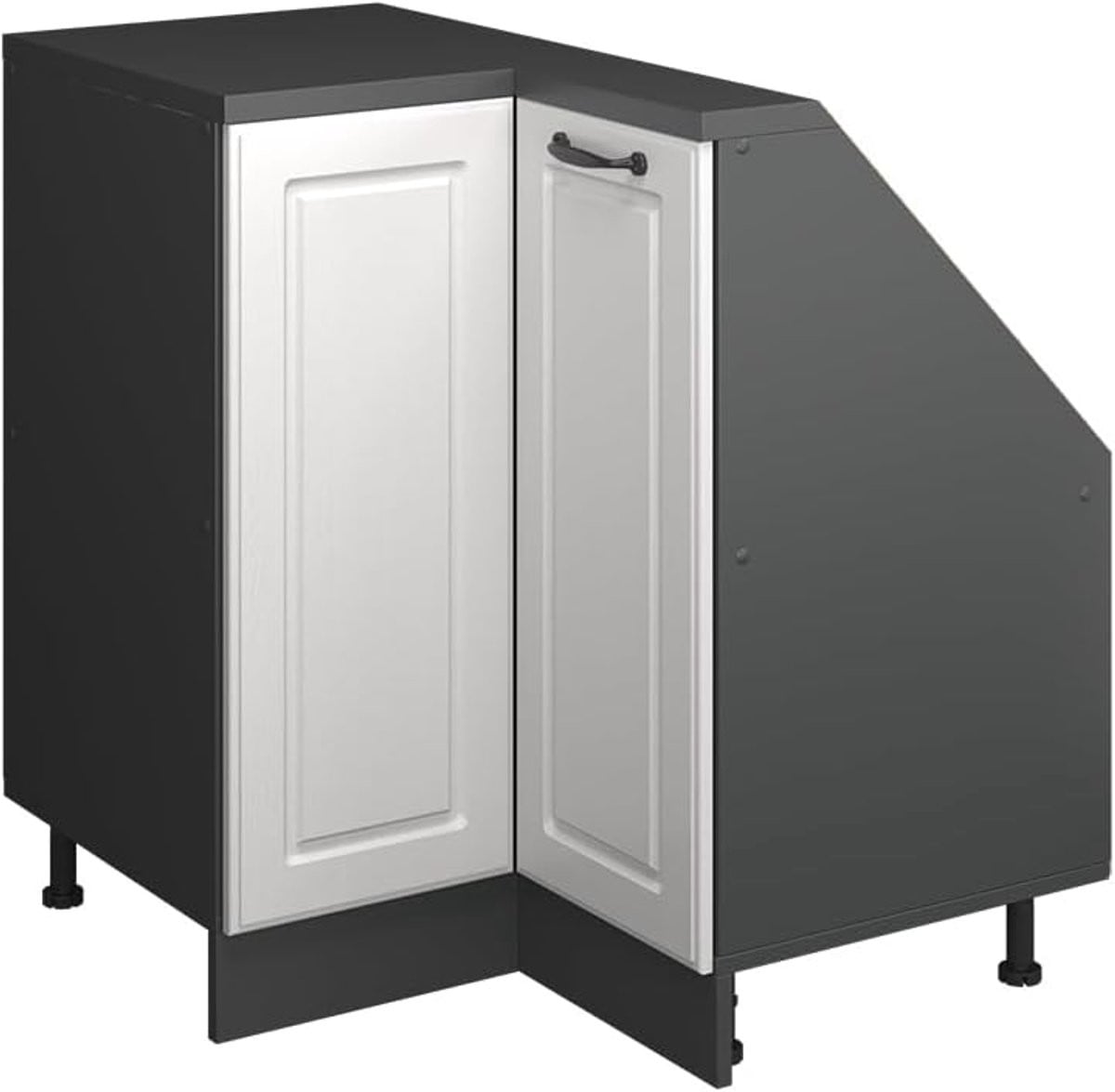 Wit Landhuis Hoekkast met Schuin Dak voor onder de trap of op zolder, Breedte: 75.5 cm