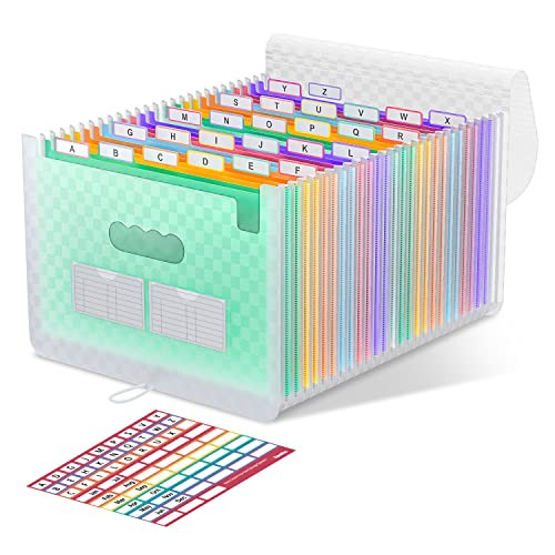 ThinkTex Accordeon File Organizer met 26 vakken, A4-formaat, met kleurrijke tabbladen