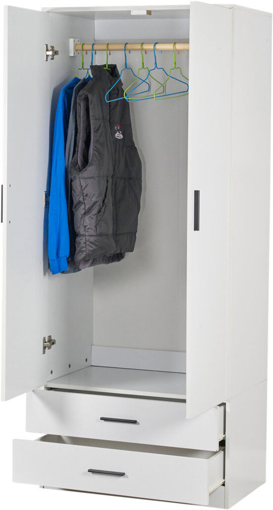 Ebern Designs Gianpietro 2 Door Wardrobe White 180cm H X 75cm W X 46cm D
