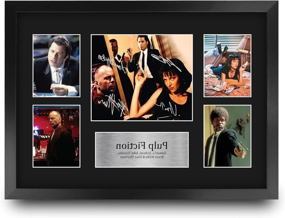 Pulp Fiction Film Poster Wanddecoratie met Gedrukte Handtekening Replica - A3 - Multicolor - 44 x 33 cm
