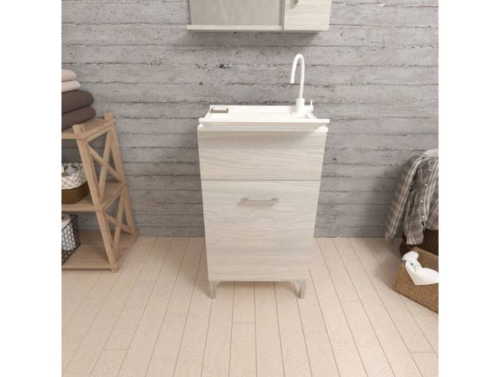 MEUBLE LAVOIR POUR BUANDERIE 45CM AVEC 1 PORTE EN CHÊNE GRIS PRATICO