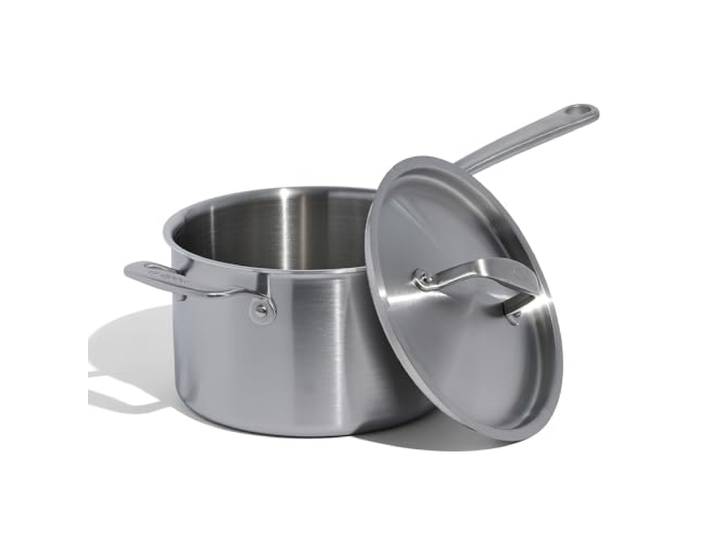 Made In Cookware – 3,79 l Edelstahltopf mit Deckel – 5-lagiger Soßentopf mit Edelstahlbeschichtung – Professionelles Kochgeschirr – Hergestellt in Italien – Induktionskompatibel