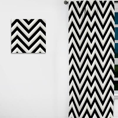 DESIGN ART "Designart ""Black And White Harmony Chevron Pattern"" Chevron Curtain - Blackout Chevron Curtain - 1 Panel"