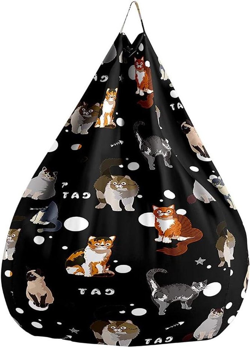 Zwarte Zitzak Stoel Cover en Speelgoed Opbergzak - 90 x 110 cm