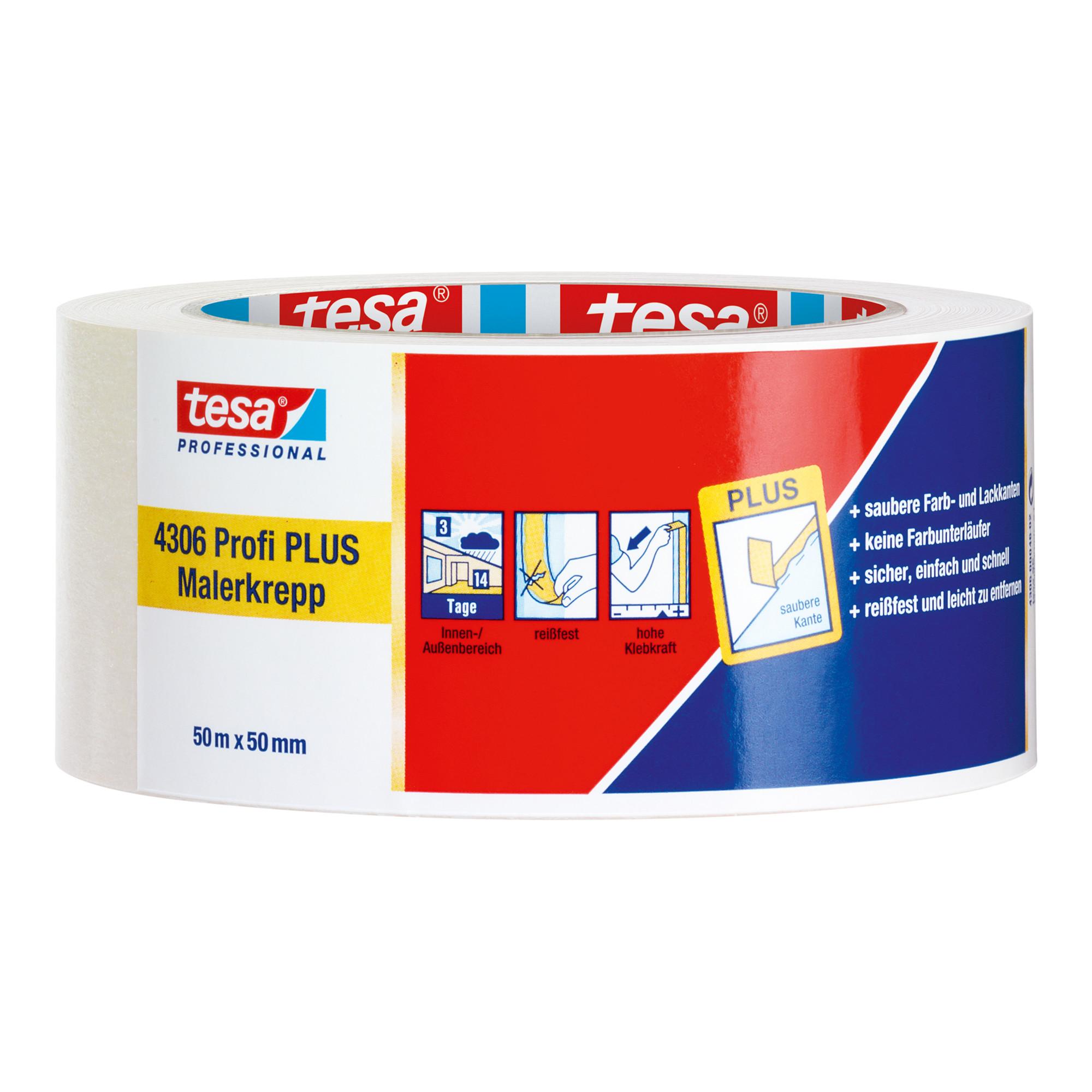 tesa® 4306 Profi PLUS Malerkrepp 50 m × 50 mm chamois schwach gekreppt (04306-00046-02)