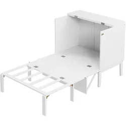 Schrankbett 90x200 Klappbett platzsparend Hochschrankbett mit Lattenrost Ablage Stauraum Möbel Holz MDF Modern Weiß