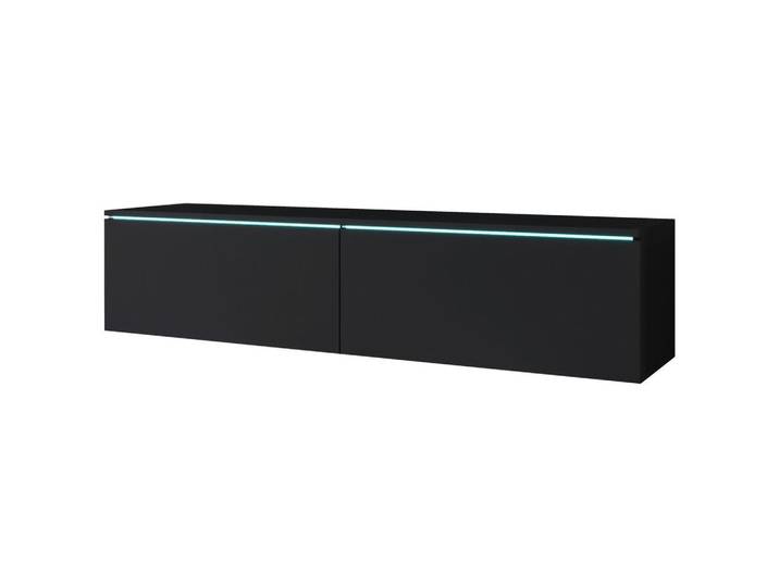 P & B Lowboard, Graphitfarben, Kunststoff, 2 Fächer, 140x30x33 cm, Fsc, stehend, hängend, Beleuchtung, Wohnzimmer, TV Möbel, Lowboards, Lowboards stehend