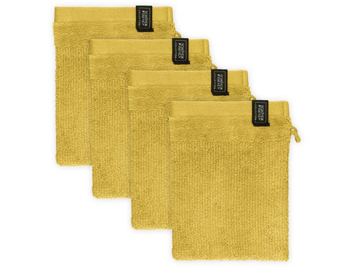 Waschhandschuh Sense , gelb, B:16cm L:21cm, Frottee, SCHÖNER WOHNEN-KOLLEKTION, Handtücher, Waschhandschuh, mit Velourborte, hautschmeichelnde Airtouch Qualität, super weich