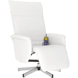 vidaXL Massagesessel mit Fußteil Weiß Kunstleder