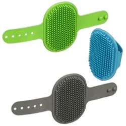 Relaxdays Massagebürste Hund & Katze 9er Set Blau,Grau,Grün