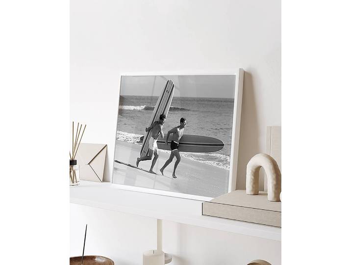 Tableau déco Surf Running Cadre : hêtre massif verni Fixation : plexiglas Multicolore 42 x 52cm