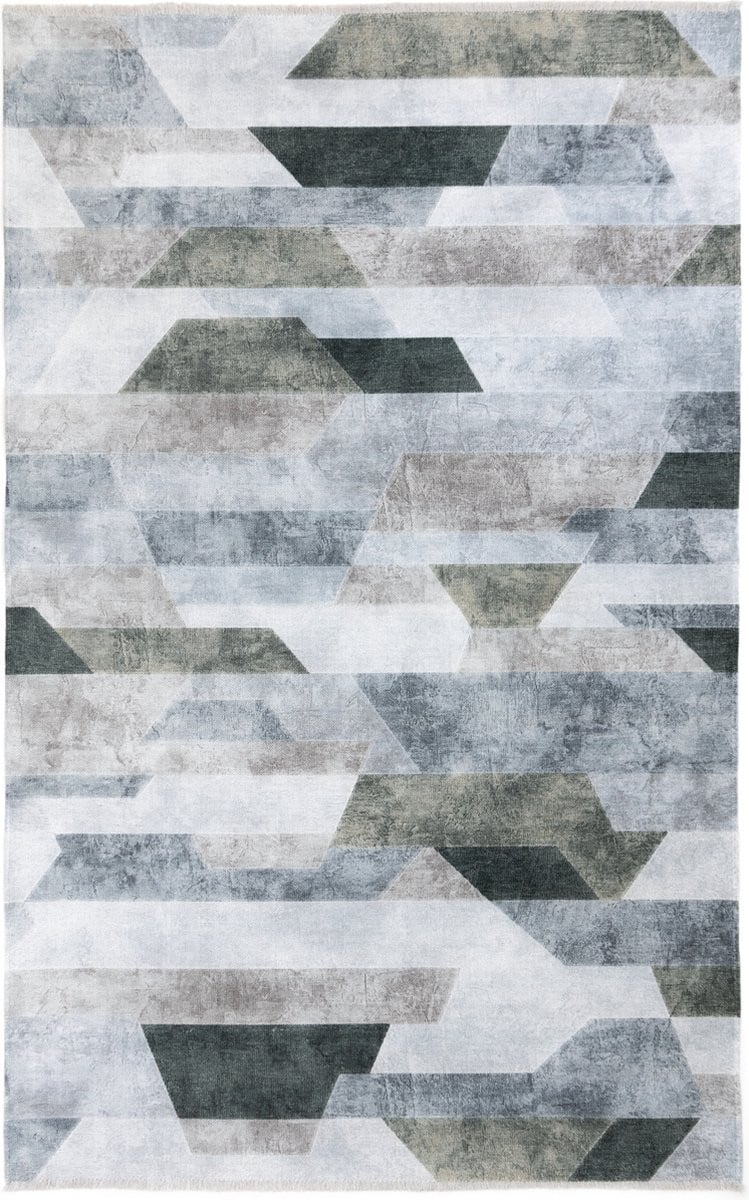 Tesso Living Kelim Trend Tapijt - Licht Grijs - 80 x 145 cm - Modern Laagpolig Vloerkleed van Katoen