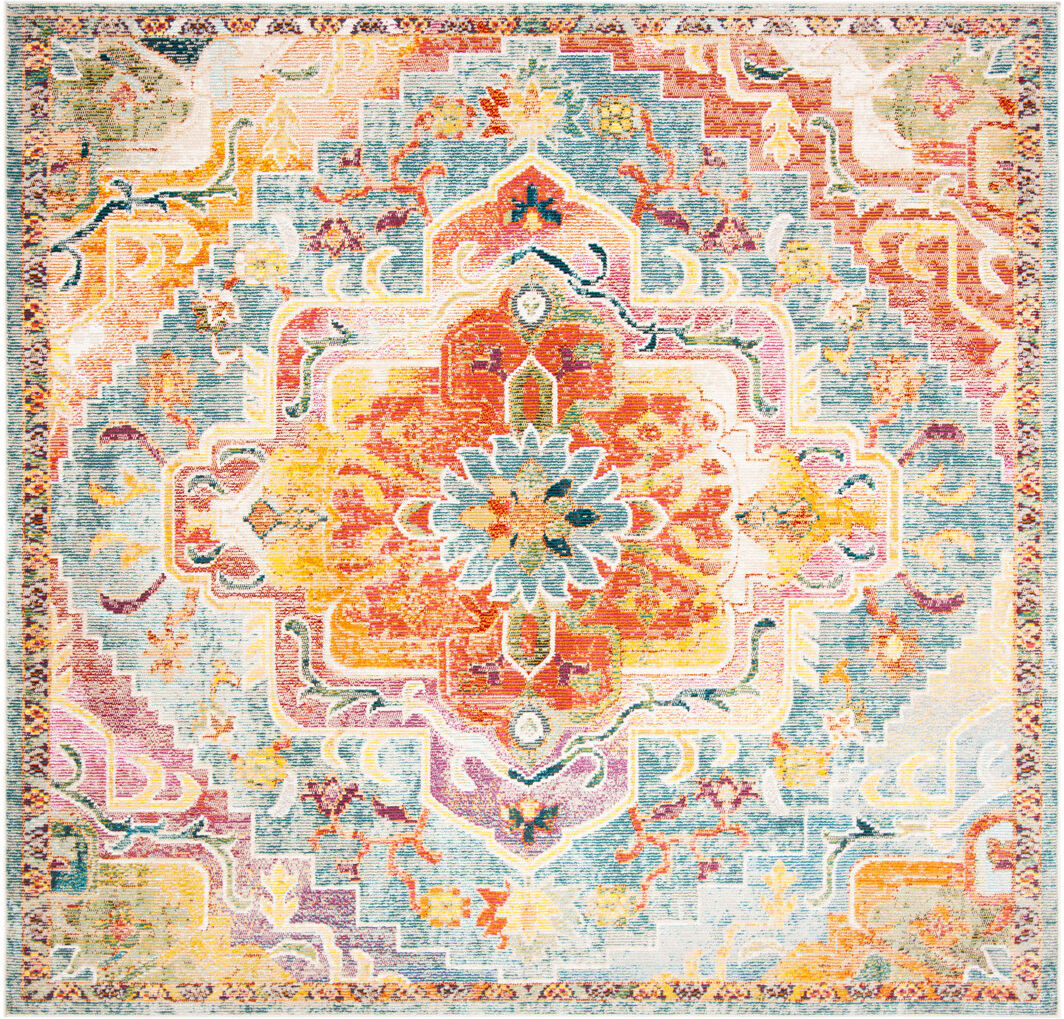Bloomsbury Market Mashburn Oriental Area Rug Teal Square 213cm