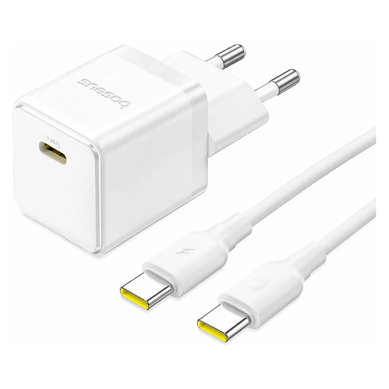 Baseus Palm 1C 20W Wandladegerät (mit Mini White USB-C 60W (20V/3A) 1m Kabel) - Weiss (20 W, 1 Port) (P10111602213-01)