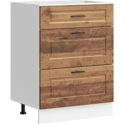 DELUKE Küchenunterschrank SAMU Altholz-Optik 60x46x81,5 cm | Küche Unterschrank mit Schublade