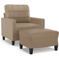 vidaXL Sessel mit Hocker Cappuccino-Braun 60 cm Kunstleder