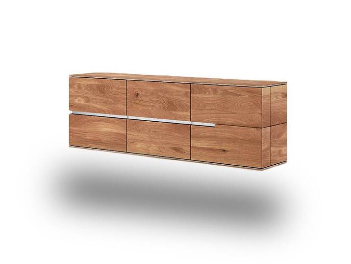 Natur24 Sideboard Hängesideboard Sideboard 181x60x42 Griffleiste links Asteiche