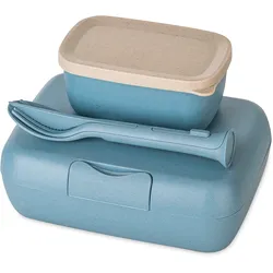 Koziol Candy Ready Lunchbox-Set inklusive Besteck-Set 3-teilig nature flower blue