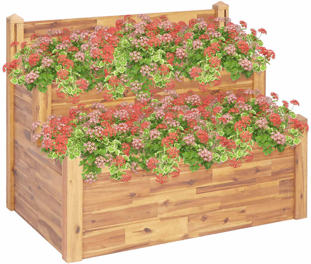 vidaXL Jardinière sur 2 niveaux 110x75x84 cm Bois massif d'acacia