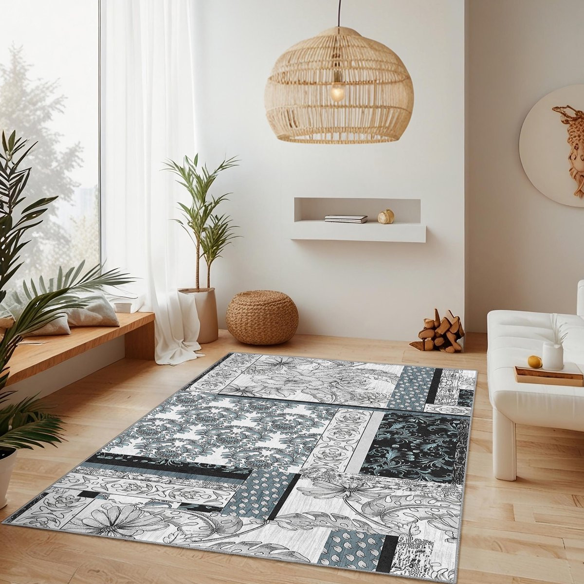 Mila Home - Wasbaar Vloerkleed Rechthoek - Floral - Modern - Katoen