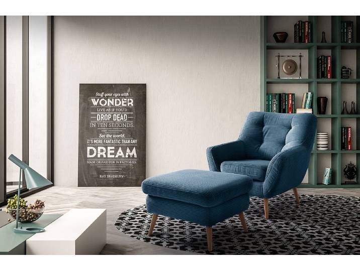 Sessel Blau Cordstoff Poppy 87 x 92 x 92cm