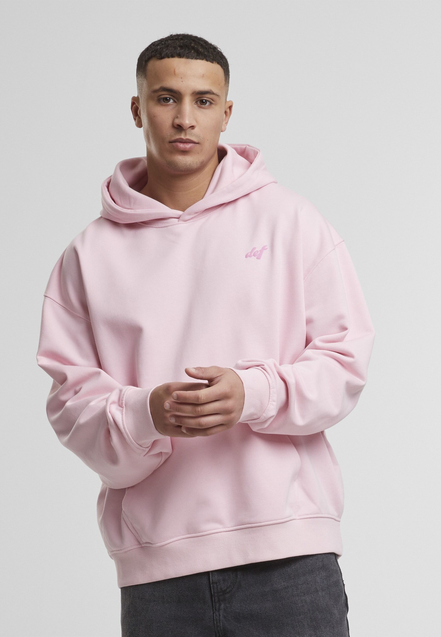 Kapuzenpullover DEF "DEF DEF Future Rich Hoodie", Herren, Gr. L, rosa (fairy tale), 80% Baumwolle, 20% Polyester, mehrfarbig, relaxed fit, ohne Ausschnitt, Pullover Kapuzenpullover
