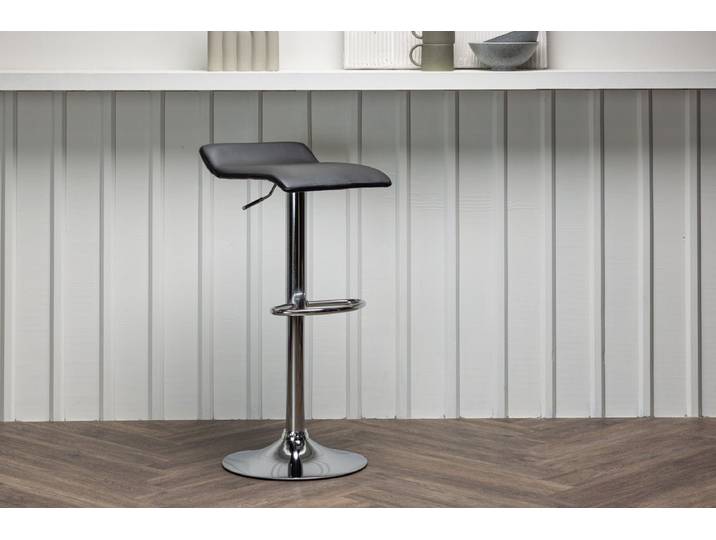 2er Set - Barhocker Johanna verchromt mit schwarzem Sitz - Schwarz - Luxusbetten24