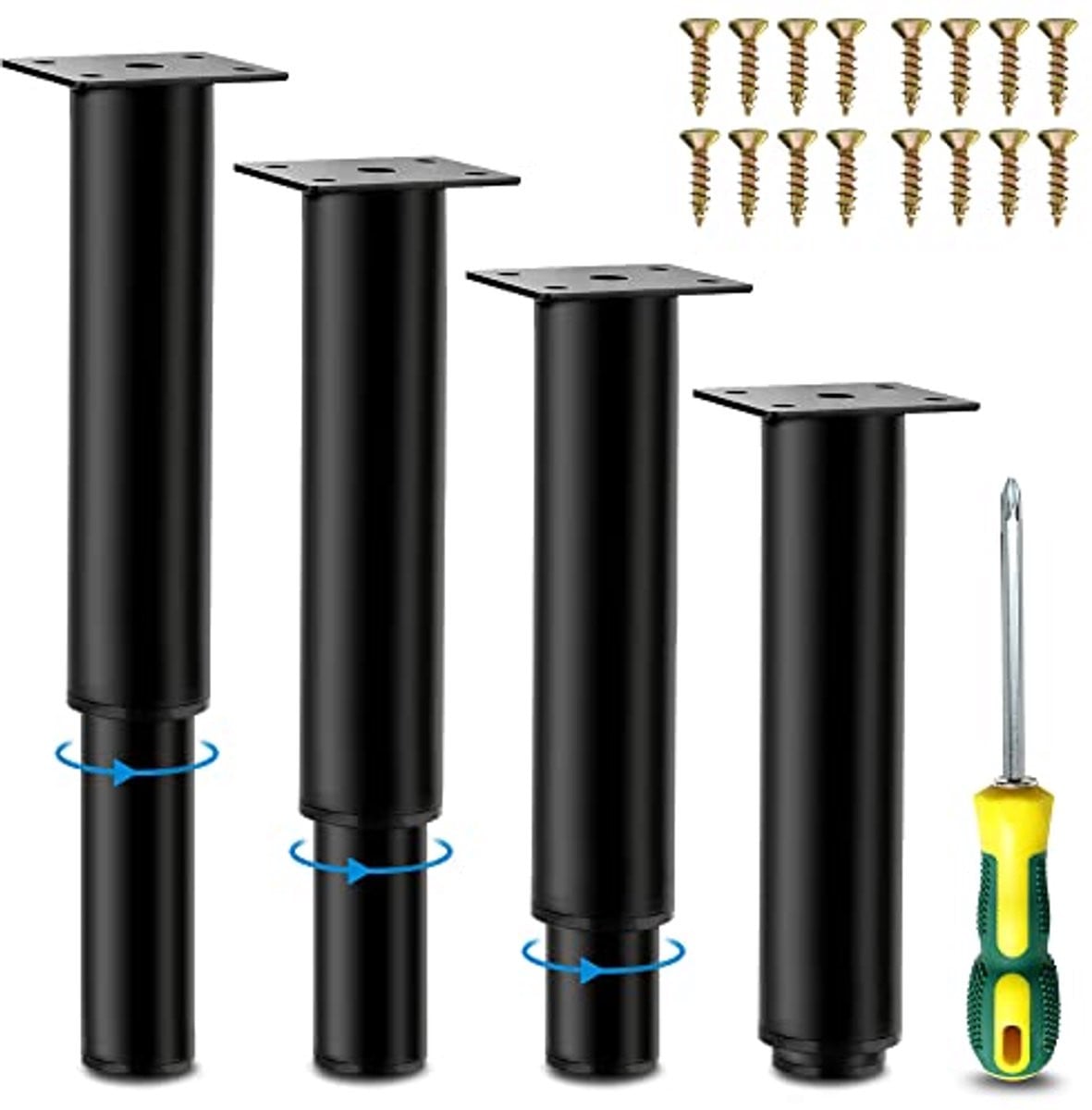 Verstelbare Meubelpoten 18 cm - Set van 4 Stalen Poten voor Meubels, Zwart