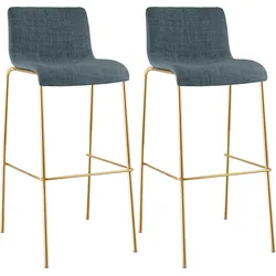 2er Set Barhocker Hoover Stoff 4-Fuß Gold
