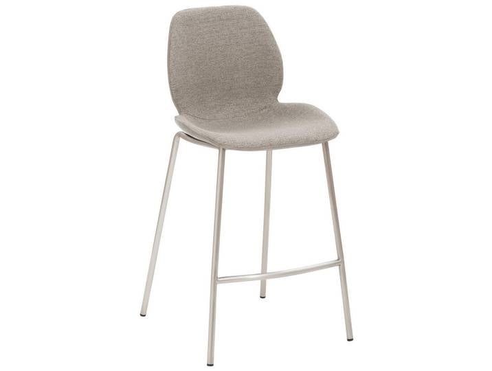 Novel Barhocker, Edelstahl, Hellgrau, Metall, Rundrohr, 49x97x53 cm, Stoff-/Lederauswahl, Esszimmer, Barmöbel, Barhocker
