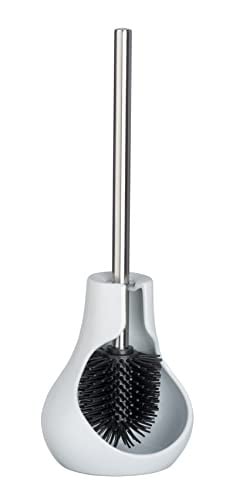 WENKO Keramische wc-garnituur Drop Neo wit - wc-borstelhouder met borstel, keramiek, B: 14 cm, D: 40 cm, H: 13,5 cm