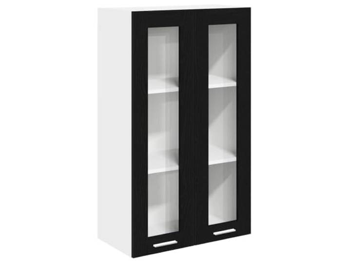 HKTMGDNG Hängeschrank Riga Schwarz Eichen-Optik 60x31x100 cm Platzsparender Küchendesign-Wandschrank mit 2 Scharniertüren und viel Stauraum für Geschirr im Speisezimmer.