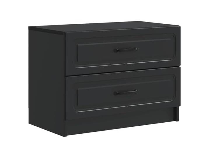 KDVXBCQJH Nachttisch Schwarz 62x34,5x44,5cm 2 Schubladen Holzwerkstoff Stilvoller Beistelltisch fürs Schlafzimmer mit 2 geräumigen Schubladen und schwarzen Stangengriffen aus Holzwerkstoff.
