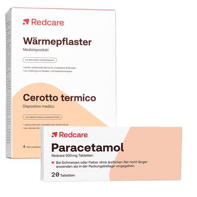 Redcare Paracetamol 500mg + Wärmepflaster bei Regelschmerzen 4+20 St Set