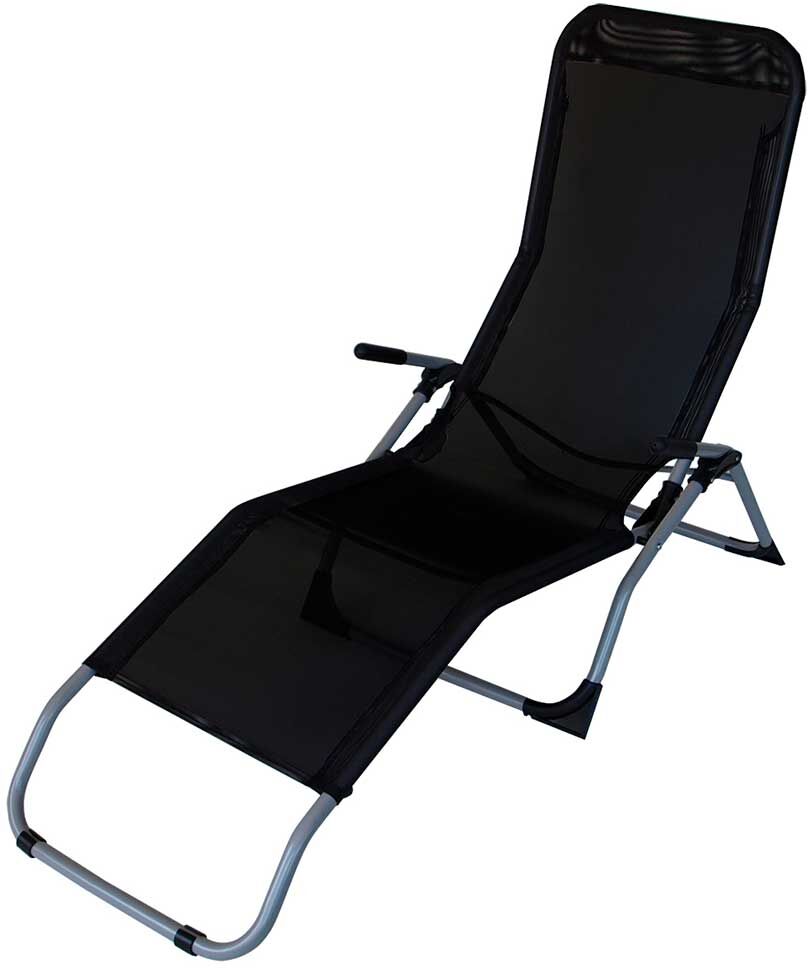 Pharao24.de Garten Klappliege in Schwarz Armlehnen