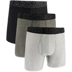 3er Pack UNDER ARMOUR Performance Tech Solid 6" Boxershorts Herren 053 - steel XS