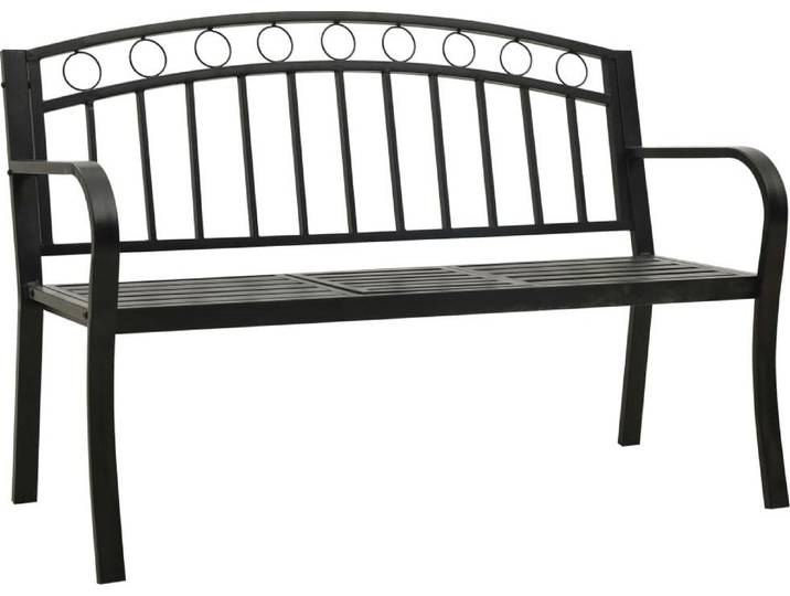 vidaXL Gartenbank mit Tisch Schwarz 120 cm Stahl