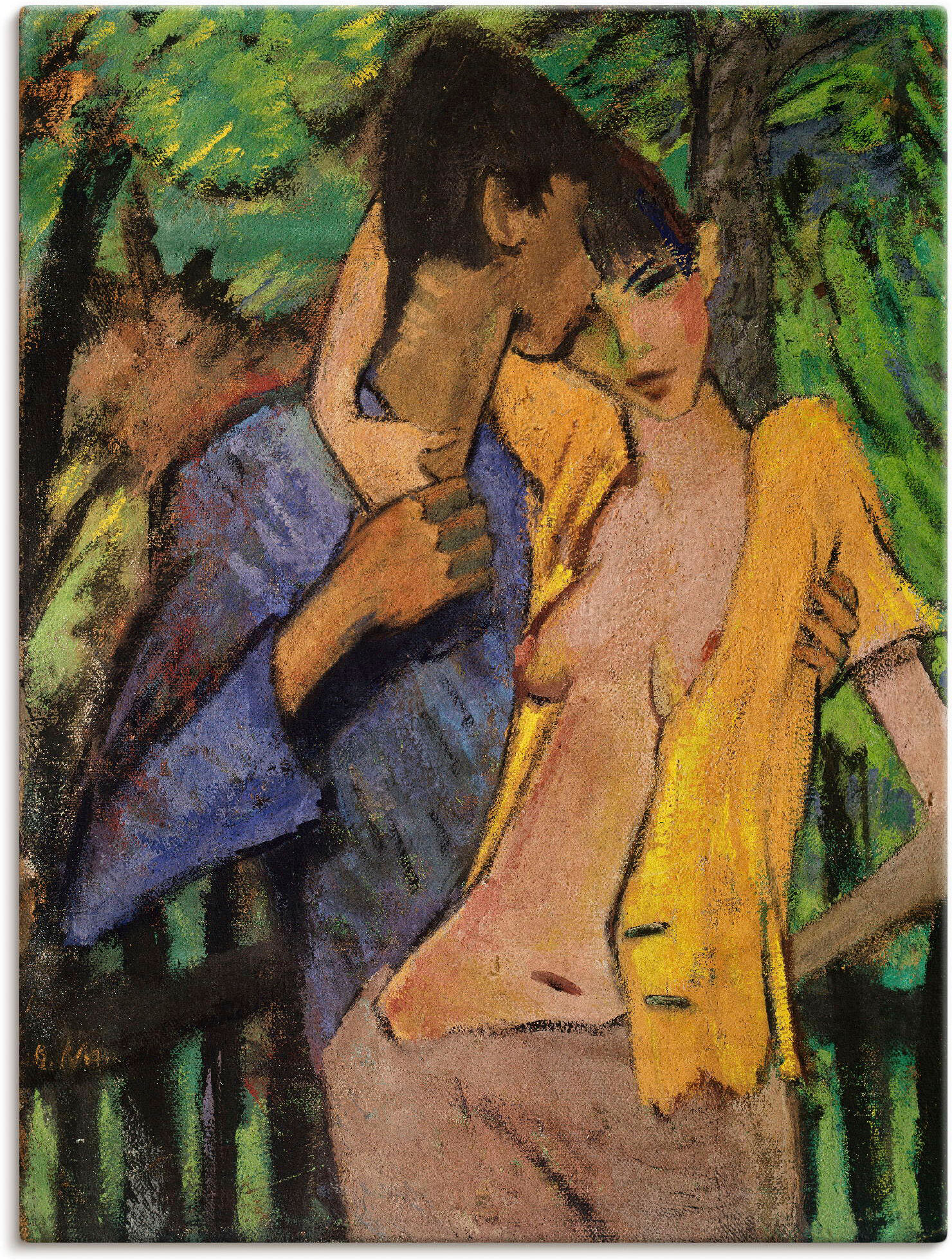 Wandbild ARTLAND "Liebespaar. 1919", bunt (farbe bild(er): bunt), B:60cm H:80cm, Bilder, Wandbild, als Leinwandbild, Poster in verschied. Grössen farbe bild(er): bunt B/H/T: 60cm x 80cm, Leinwandbild Paar Hochformat, 1 Stk.