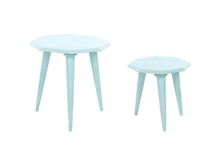 BEISTELLTISCH 2er-Set Achteckig Blau Kanri