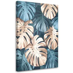 LEINWANDBILD, Tropische Monstera-Blätter Natur Pflanzen