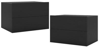 Costway 2 Storage Drawers Wall Mounted Floating Nightstand for Bedroom-Black