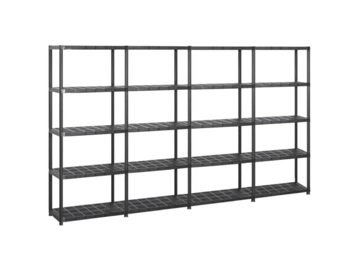 GBCDSWBR Lagerregal 5 Böden Kunststoff Regal, Schwarz 71x38x170 cm 4er Set Robustes Material, Einfache Reinigung, Vielseitig einsetzbar, Stabil